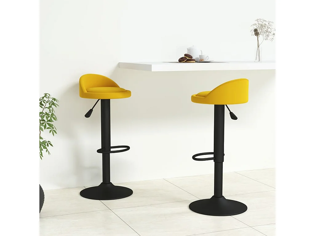Tabourets de bar lot de 2 Jaune Velours