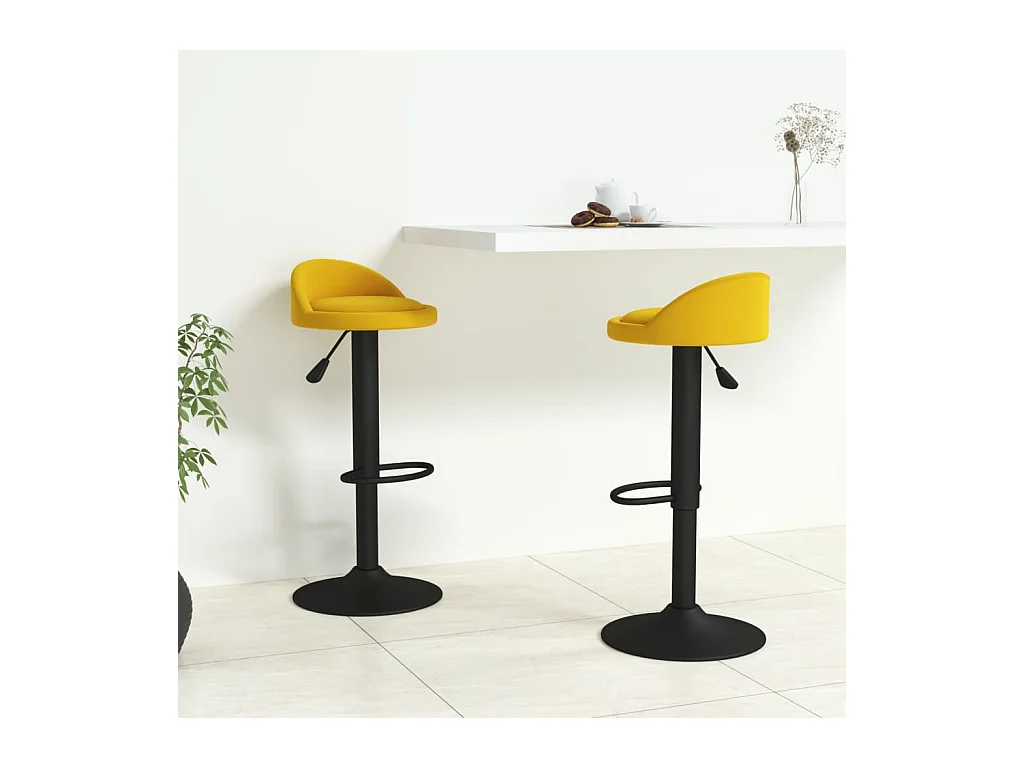 Tabourets de bar lot de 2 Jaune Velours