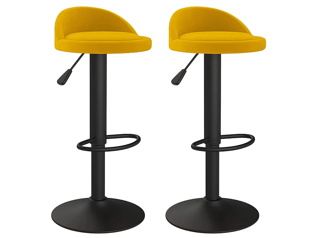 Tabourets de bar lot de 2 Jaune Velours