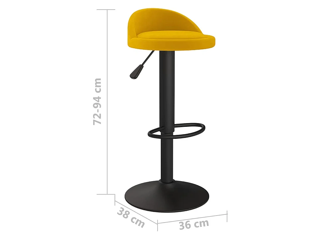 Tabourets de bar lot de 2 Jaune Velours