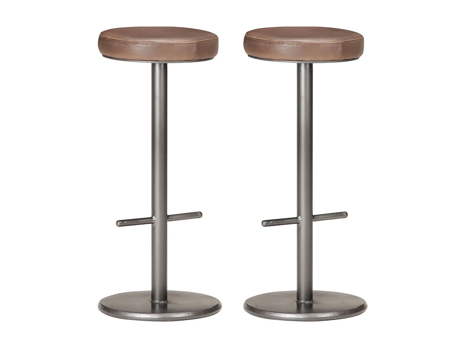 Tabourets de bar lot de 2 marron cuir véritable