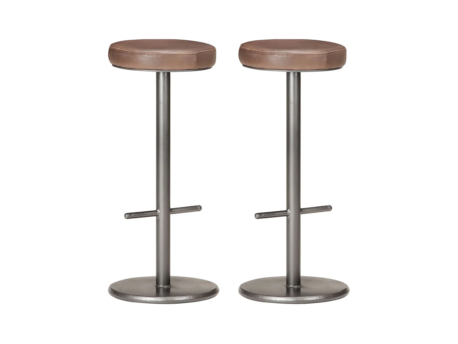 Tabourets de bar lot de 2 marron cuir véritable