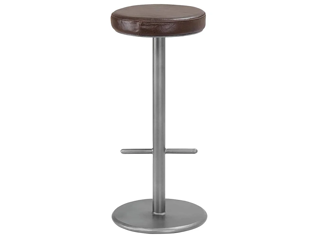 Tabourets de bar lot de 2 marron cuir véritable
