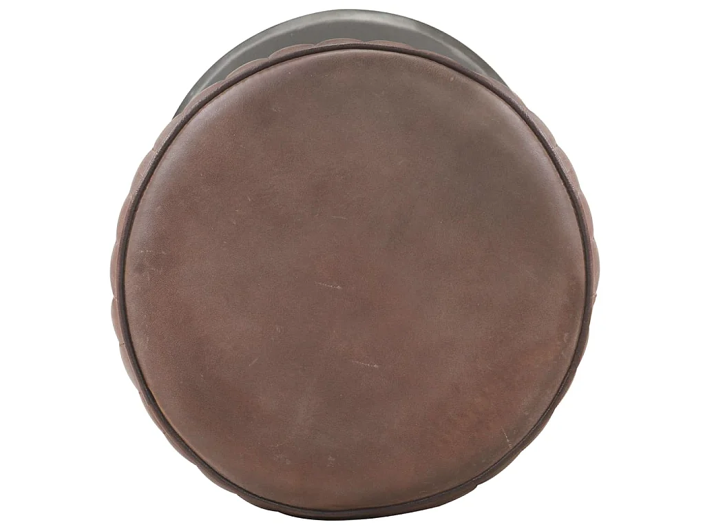 Taburete de cocina de cuero auténtico marrón envejecido