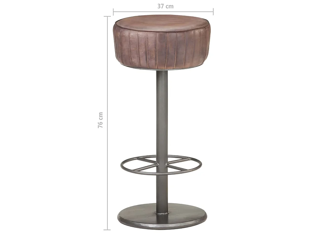 Taburete de cocina de cuero auténtico marrón envejecido