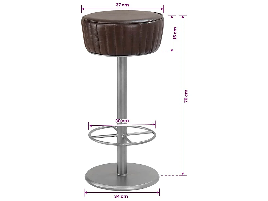 Tabouret de bar Marron Cuir véritable
