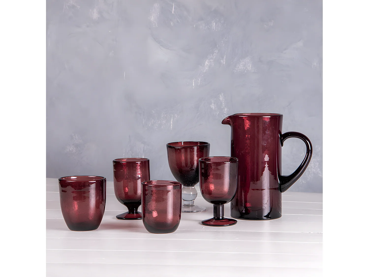 Verre à pied 28 cl artisan bullé violet (lot de 6)