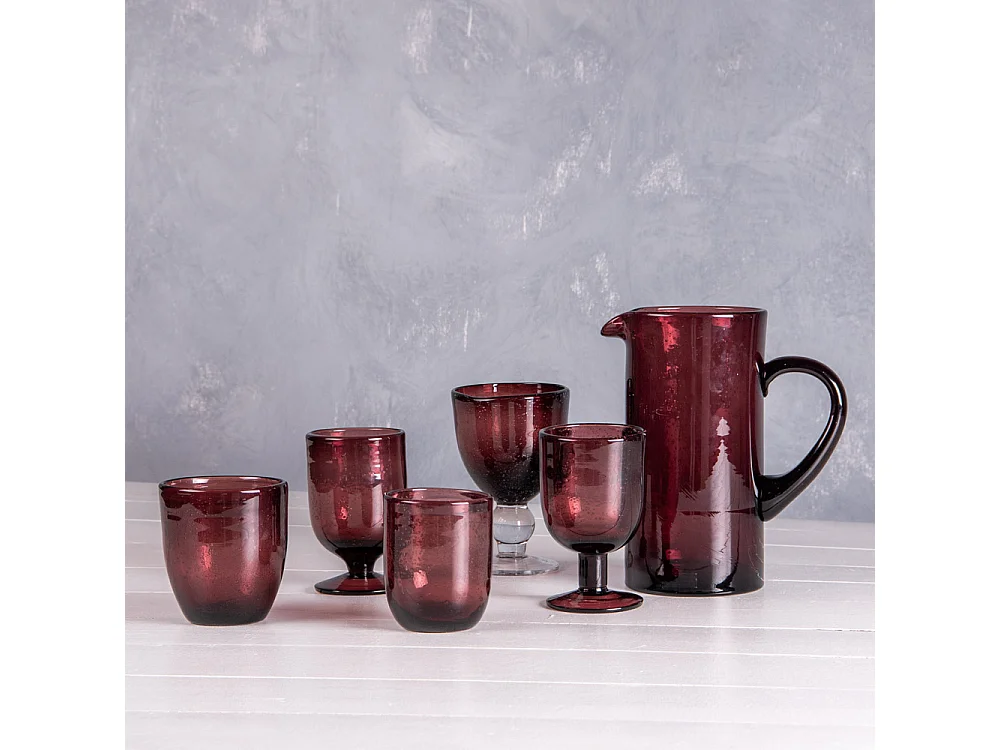 Verre à pied 28 cl artisan bullé violet (lot de 6)