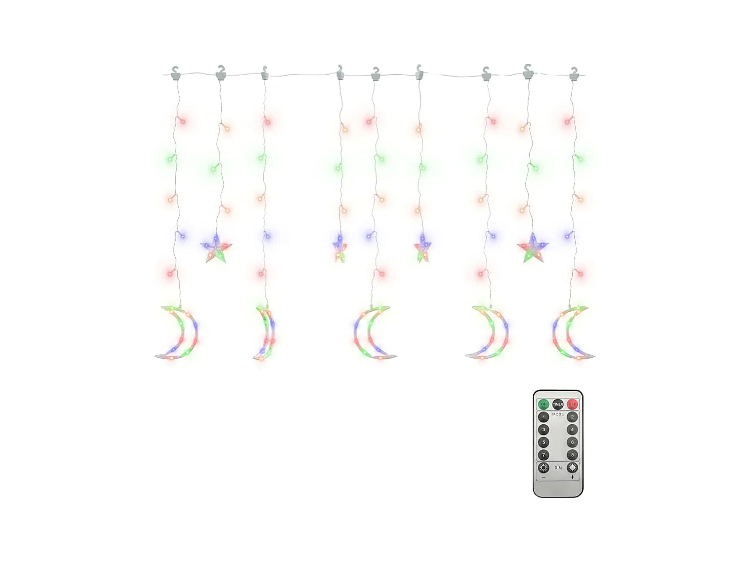 Guirlande lumineuse étoile et lune avec télécommande 345 LED