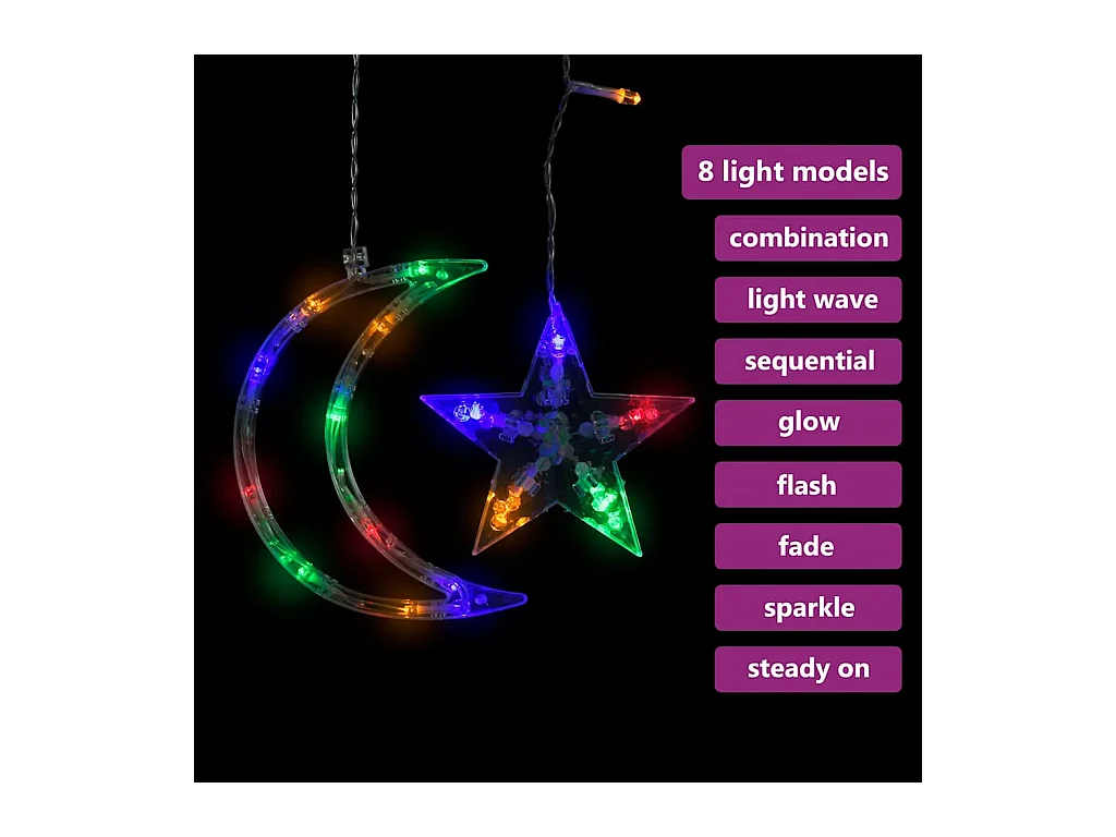 Guirlande lumineuse étoile et lune avec télécommande 345 LED