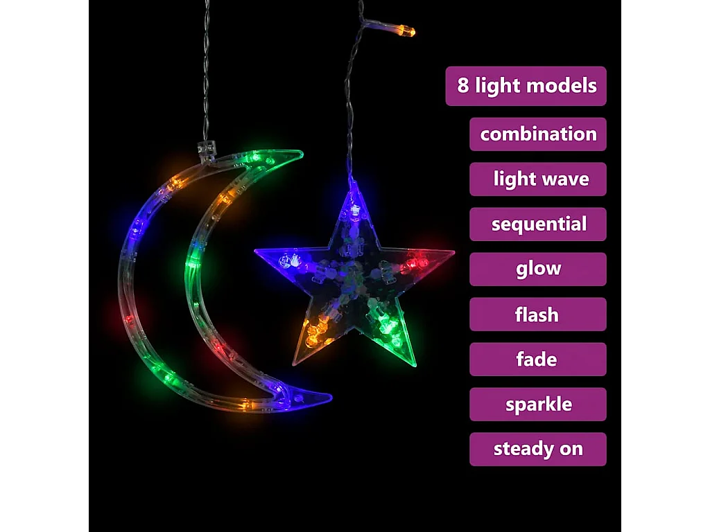 Estrelas e luas de luz c/ controlo remoto 345 LEDs colorido