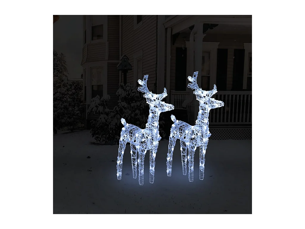 Rennes de Noël 2 pcs 80 LED Blanc froid Acrylique