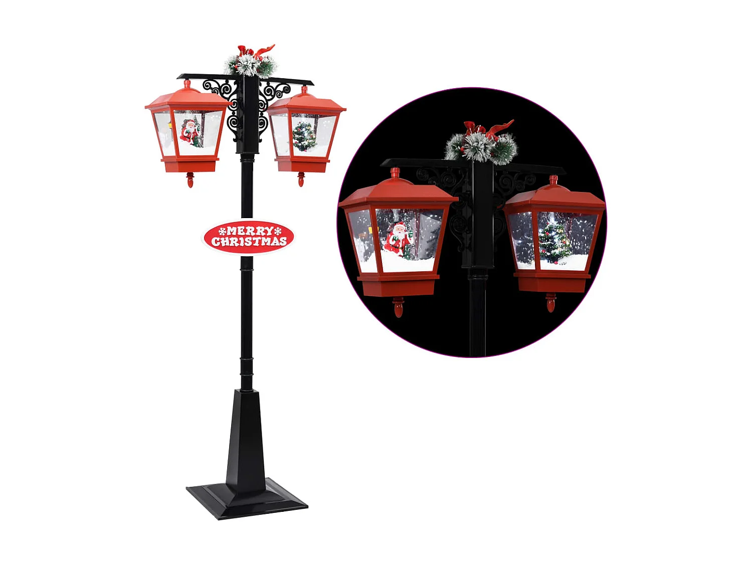 Lampadaire de Noël avec Père Noël Noir et rouge 81x40x188cm PVC