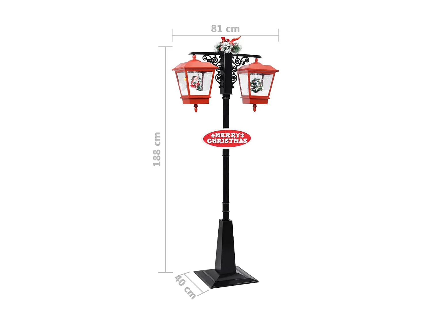 Lampadaire de Noël avec Père Noël Noir et rouge 81x40x188cm PVC
