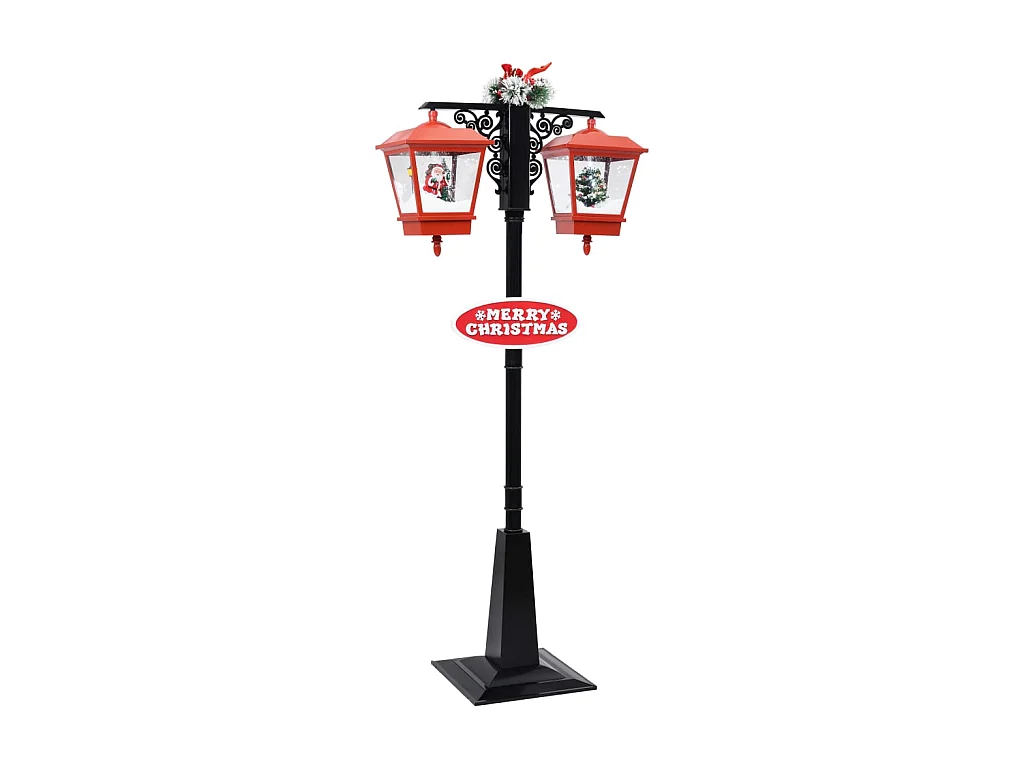 Lampadaire de Noël avec Père Noël Noir et rouge 81x40x188cm PVC