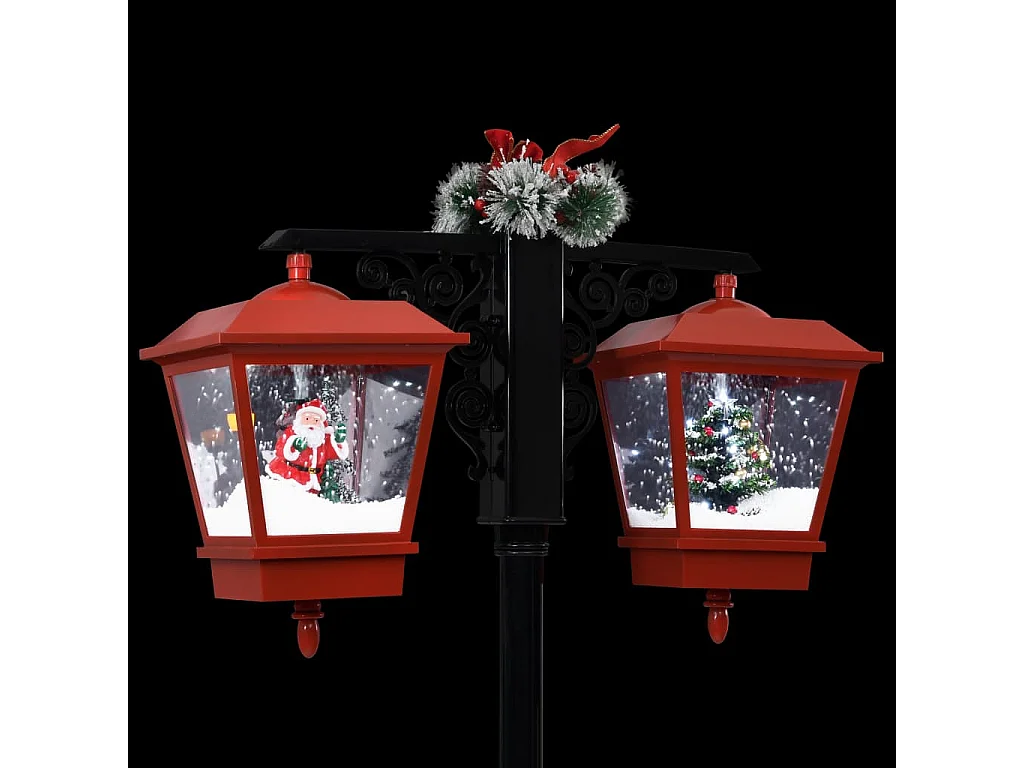 Lampione Natalizio con Babbo Natale Nero Rosso 81x40x188 cm PVC
