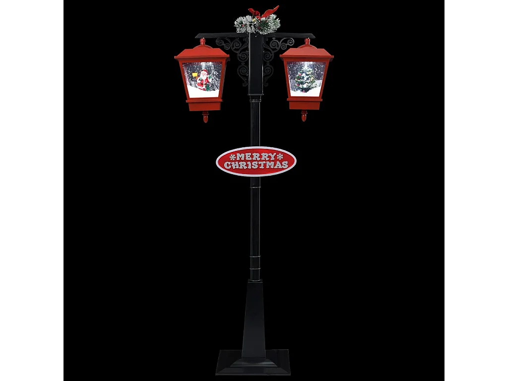Lampione Natalizio con Babbo Natale Nero Rosso 81x40x188 cm PVC