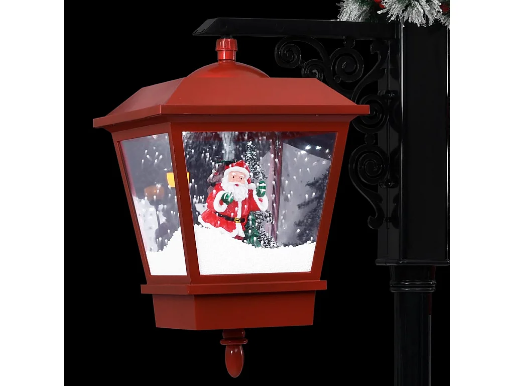 Lampione Natalizio con Babbo Natale Nero Rosso 81x40x188 cm PVC