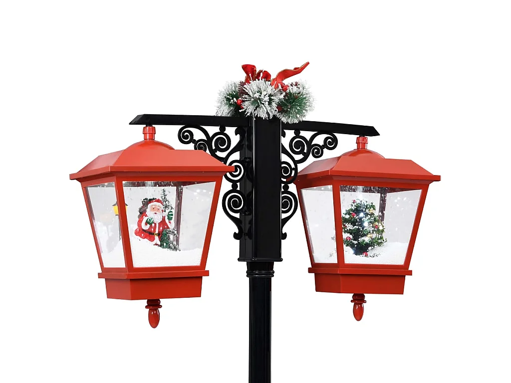 Lampione Natalizio con Babbo Natale Nero Rosso 81x40x188 cm PVC