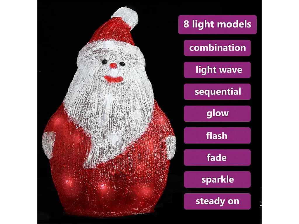 Babbo Natale LED in Acrilico per Interno ed Esterno 28 cm