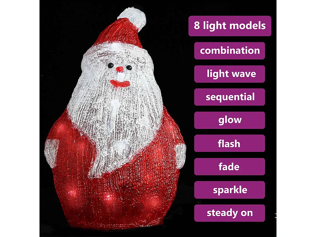 Babbo Natale LED in Acrilico per Interno ed Esterno 28 cm