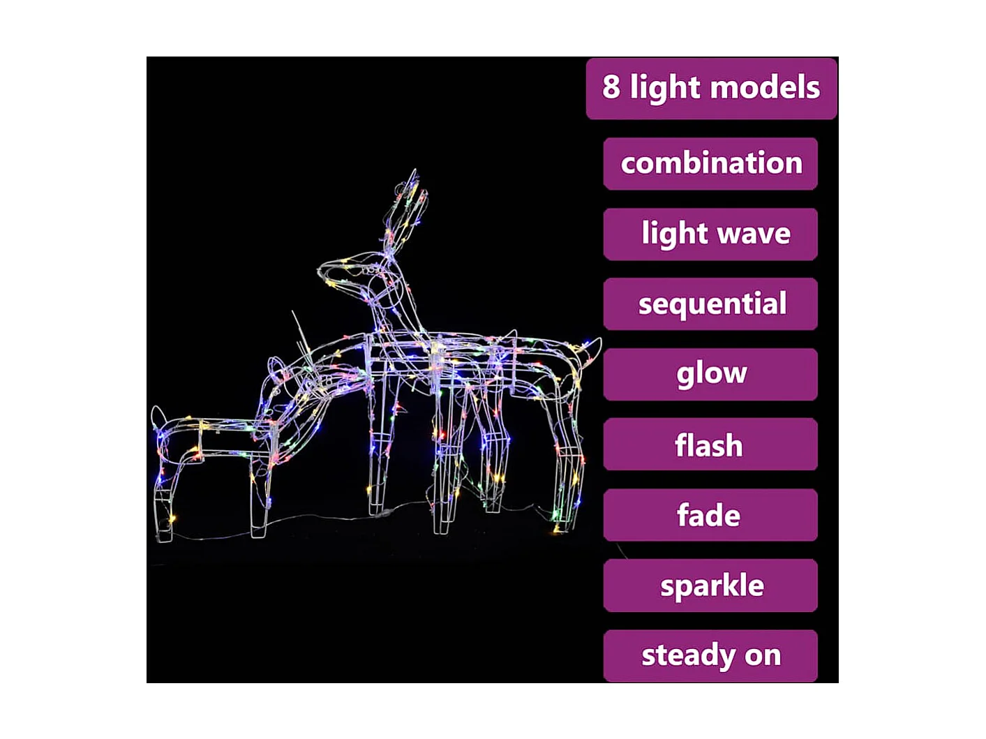 Cordon lumineux de Noël 3 pcs Rennes 229 LED