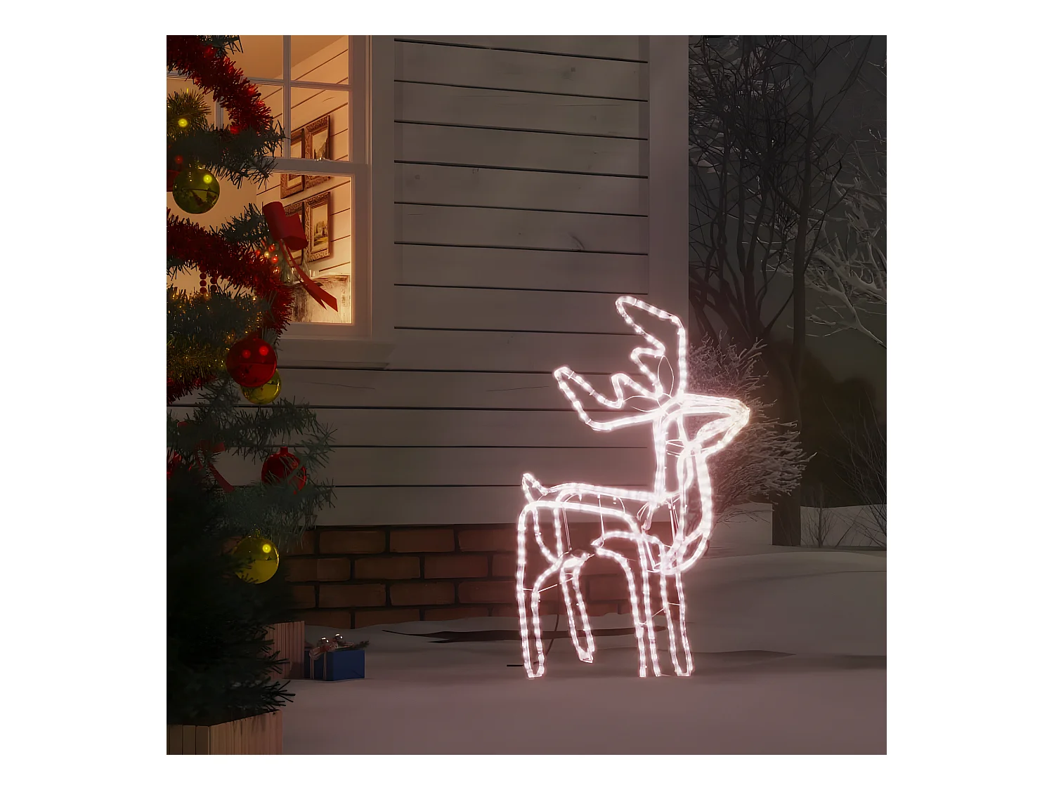 Renne de Noël Blanc chaud 76x42x87 cm
