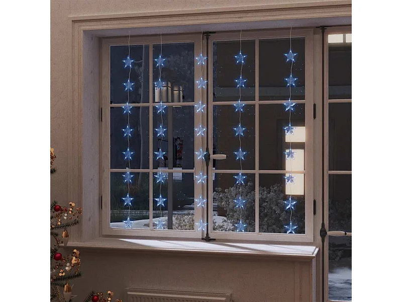 Cortina iluminação c/ estrelas 200 LEDs 8 funções azul