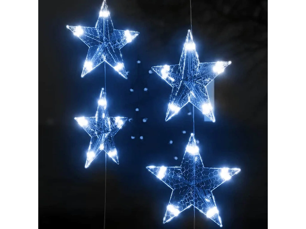 Lichtsnoergordijn sterren met 200 LED's en 8 functies blauw