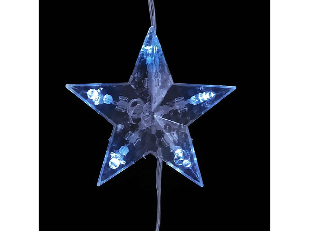 Lichtsnoergordijn sterren met 200 LED's en 8 functies blauw