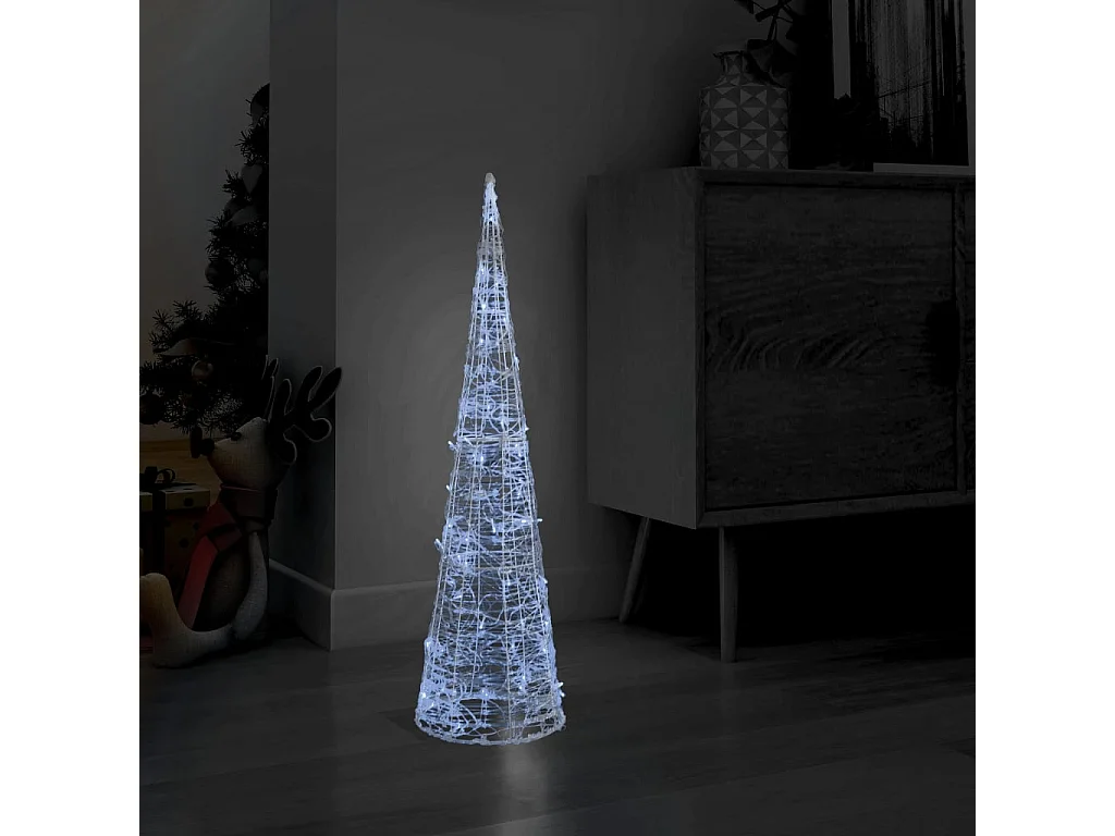 LED-Kegel Acryl Weihnachtsdeko Pyramide Kaltweiß 90 cm