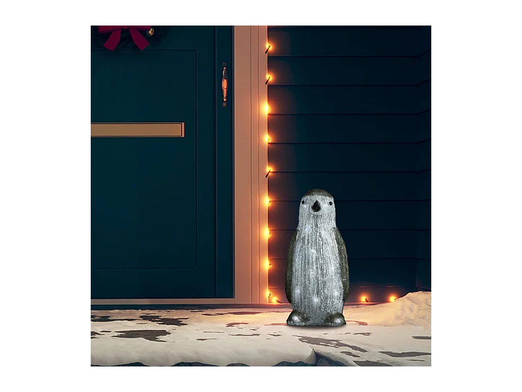 Silhouette de pingouin de Noël LED Acrylique 30 cm