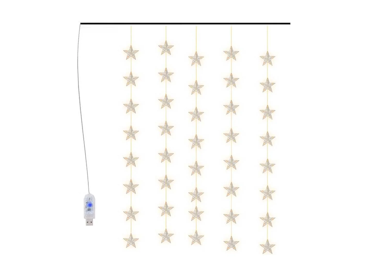 Guirlande lumineuse à étoiles LED 200LED Blanc chaud 8fonctions