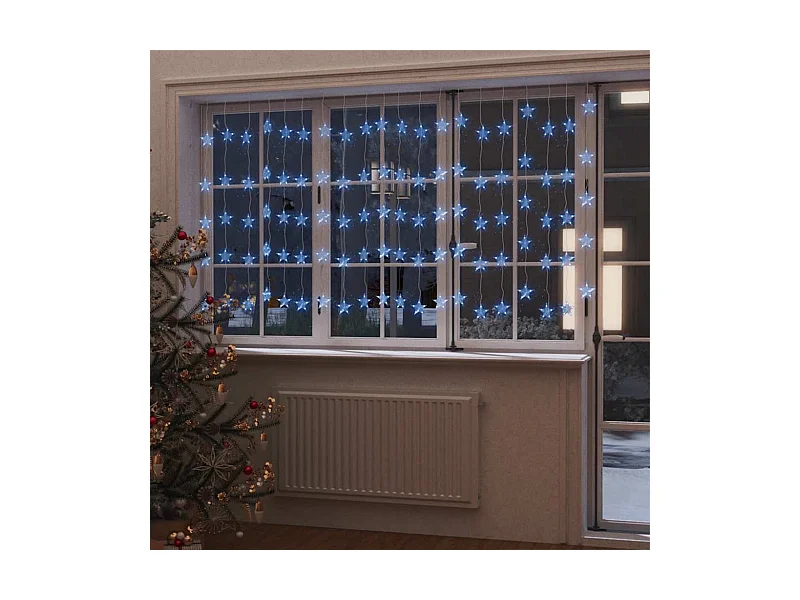 Lichtsnoergordijn sterren met 500 LED's en 8 functies blauw