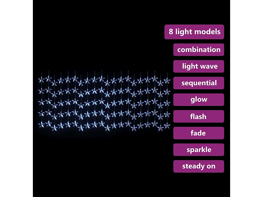 Guirlande lumineuse à étoiles LED 500 LED Bleu 8 fonctions