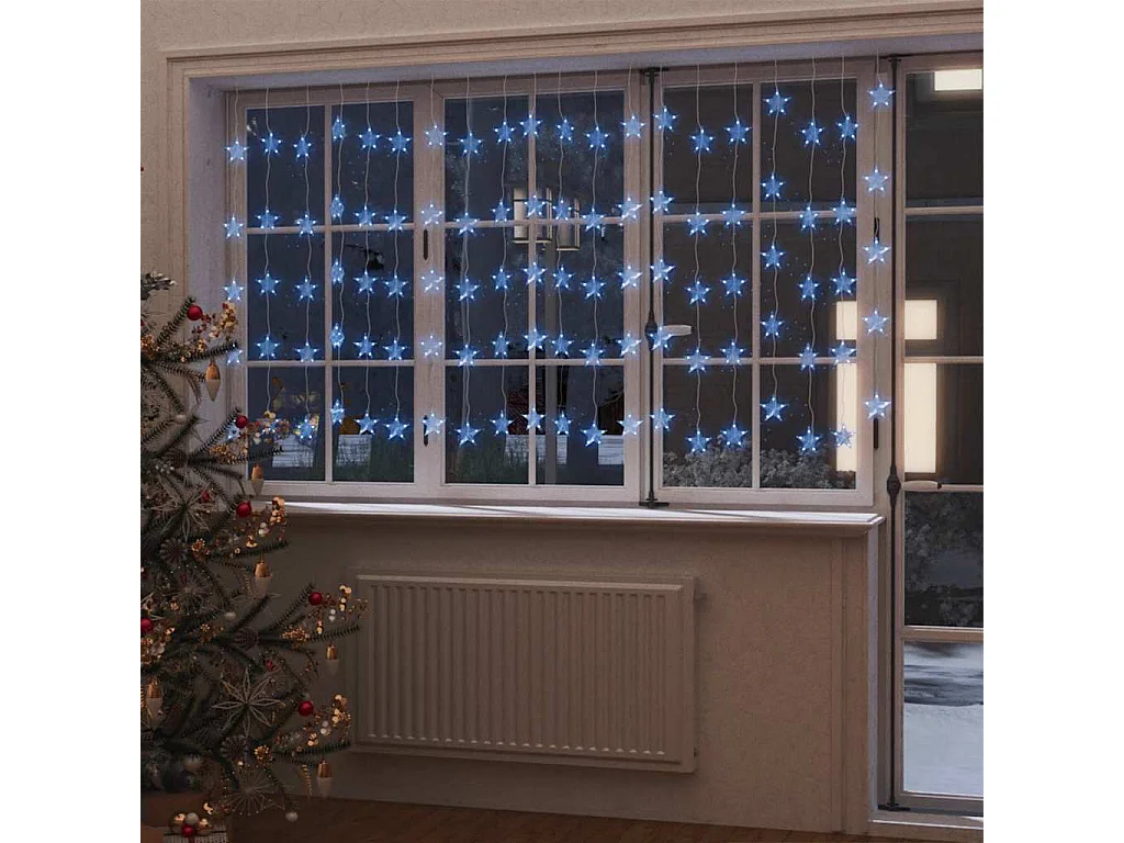 Lichtsnoergordijn sterren met 500 LED's en 8 functies blauw