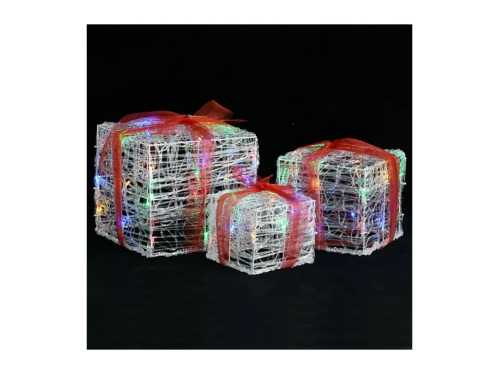 LED-Geschenkboxen 3 Stk. Weihnachtsdekoration Mehrfarbig