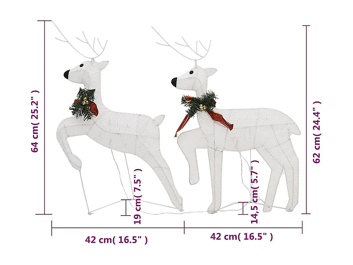 LED-Rentiere 2 Stk. Weiß 40 LEDs