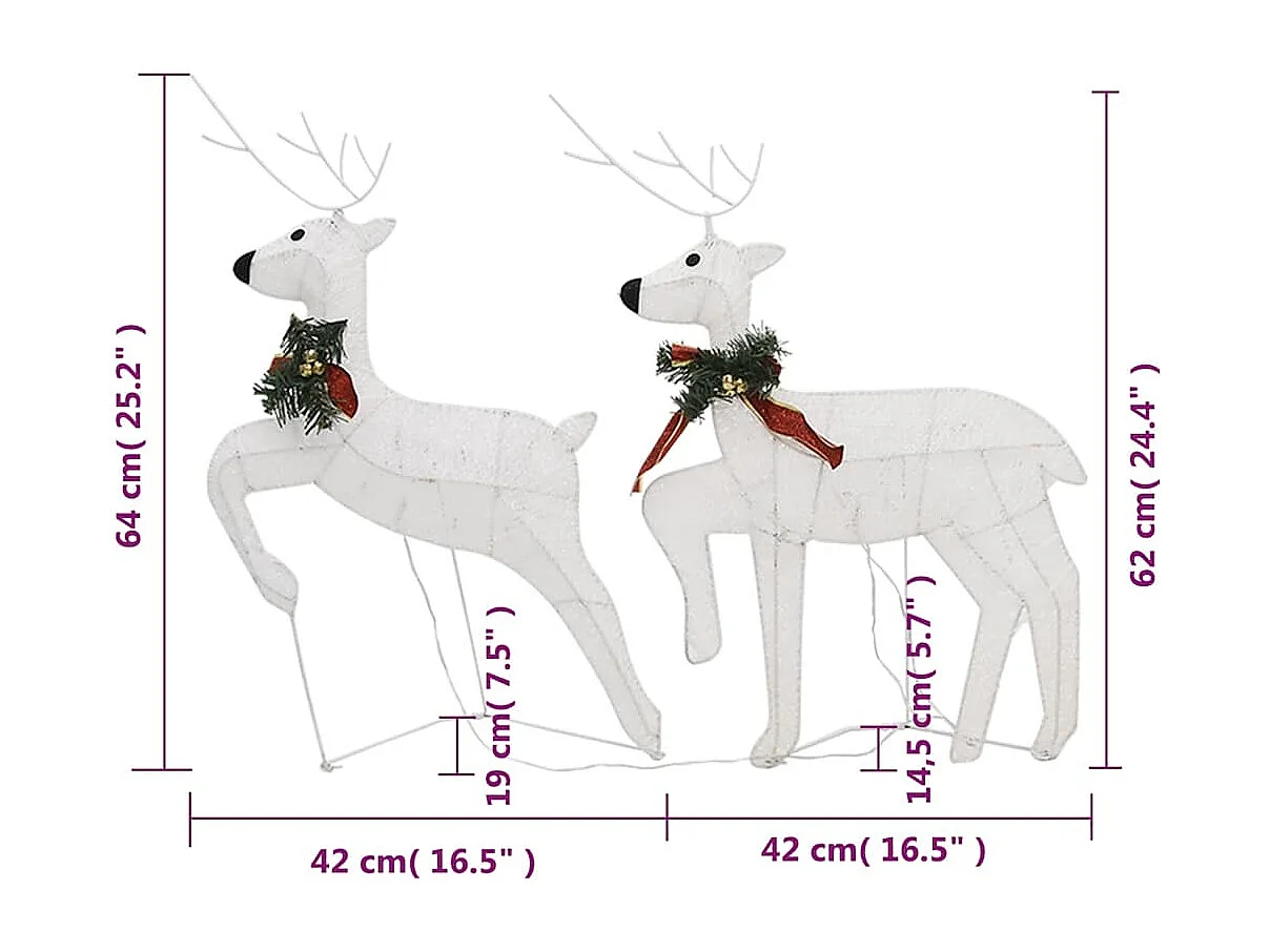 LED-Rentiere 2 Stk. Weiß 40 LEDs