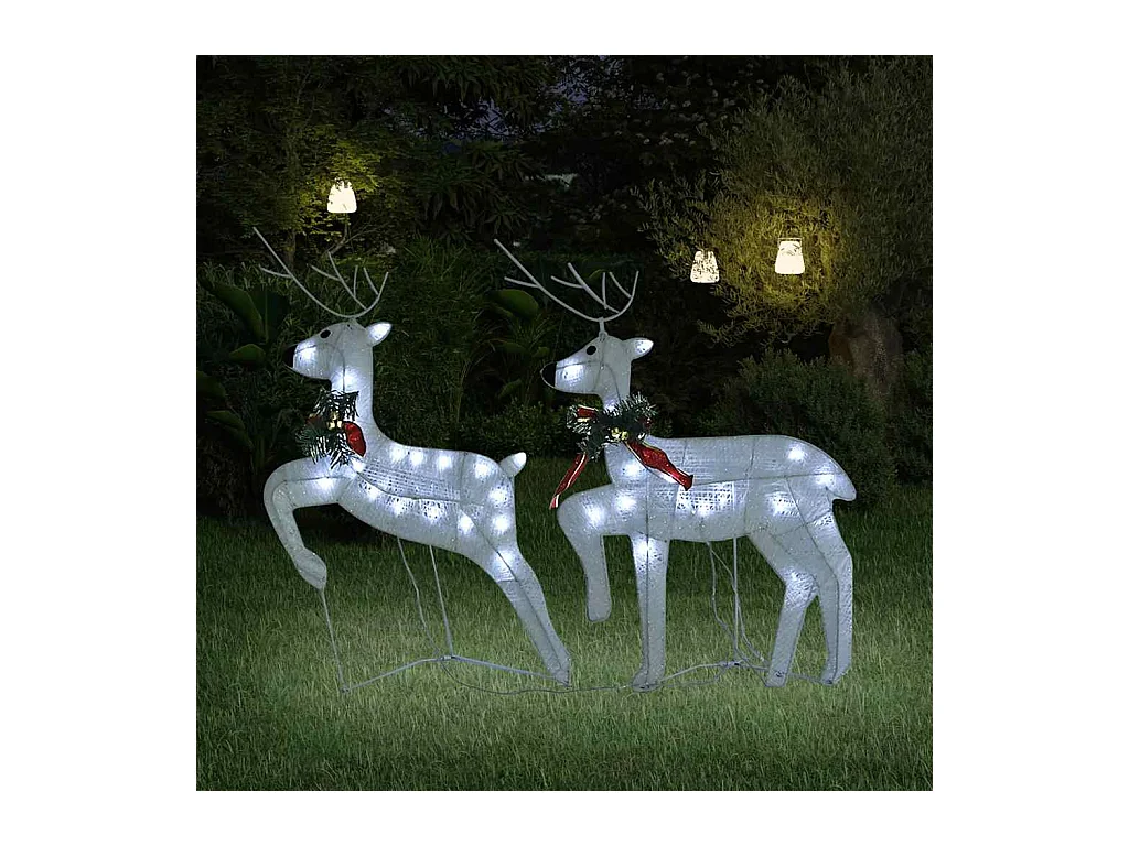 Rennes de Noël 2 pcs Blanc 40 LED