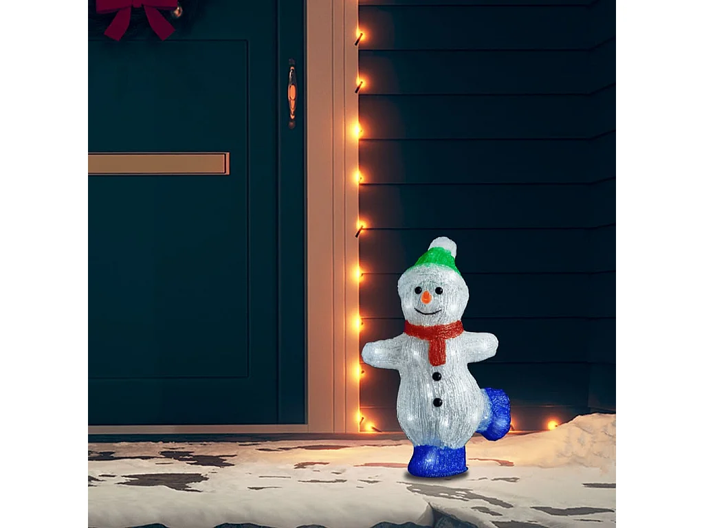 Silhouette de bonhomme de neige de Noël LED Acrylique 30 cm