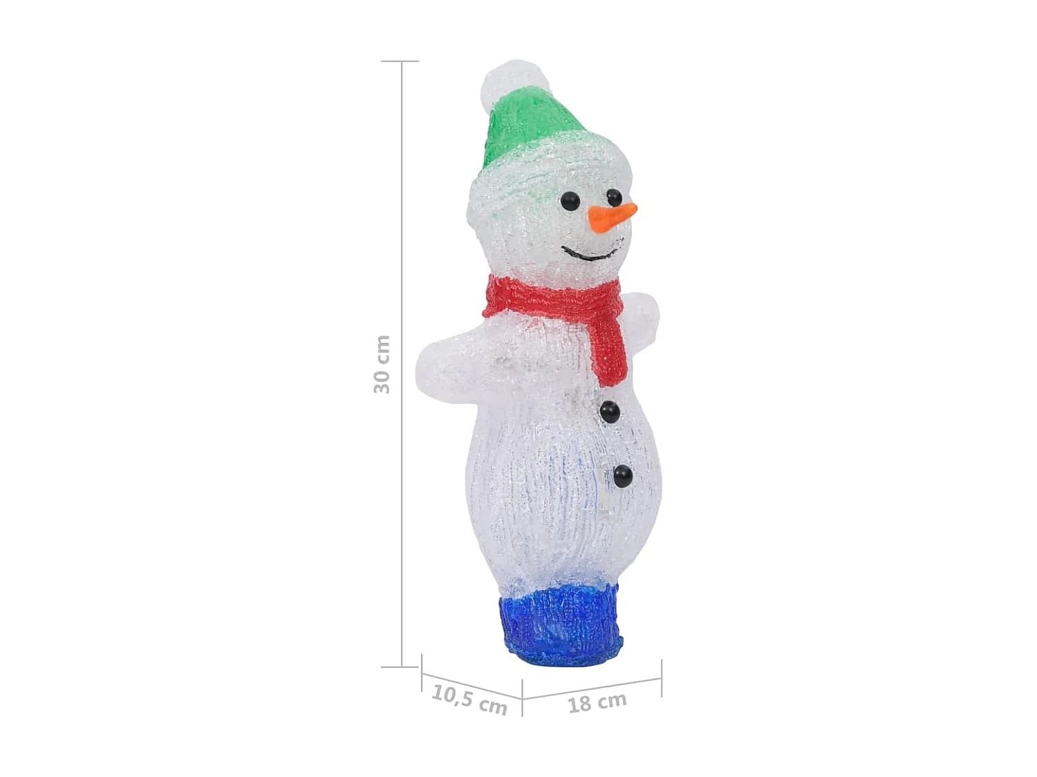Silhouette de bonhomme de neige de Noël LED Acrylique 30 cm