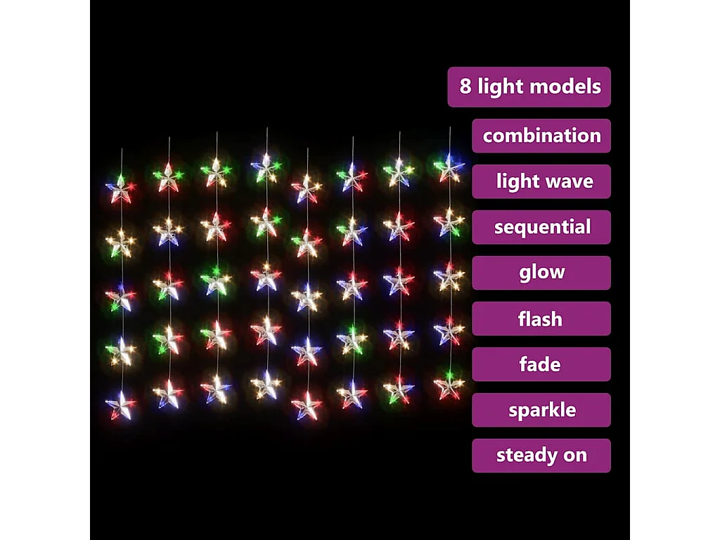 Guirlande lumineuse à étoiles LED 200 LED Coloré 8 fonctions