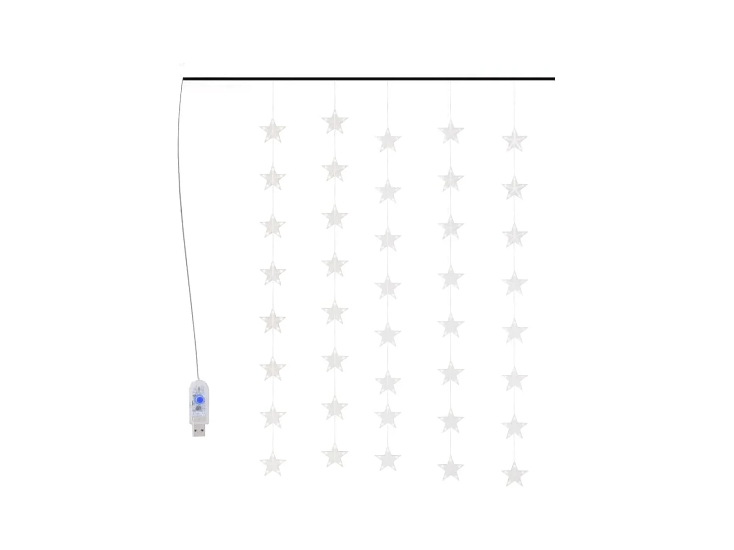 Cortina de luces estrellas 200 LEDs blanco frío 8 funciones