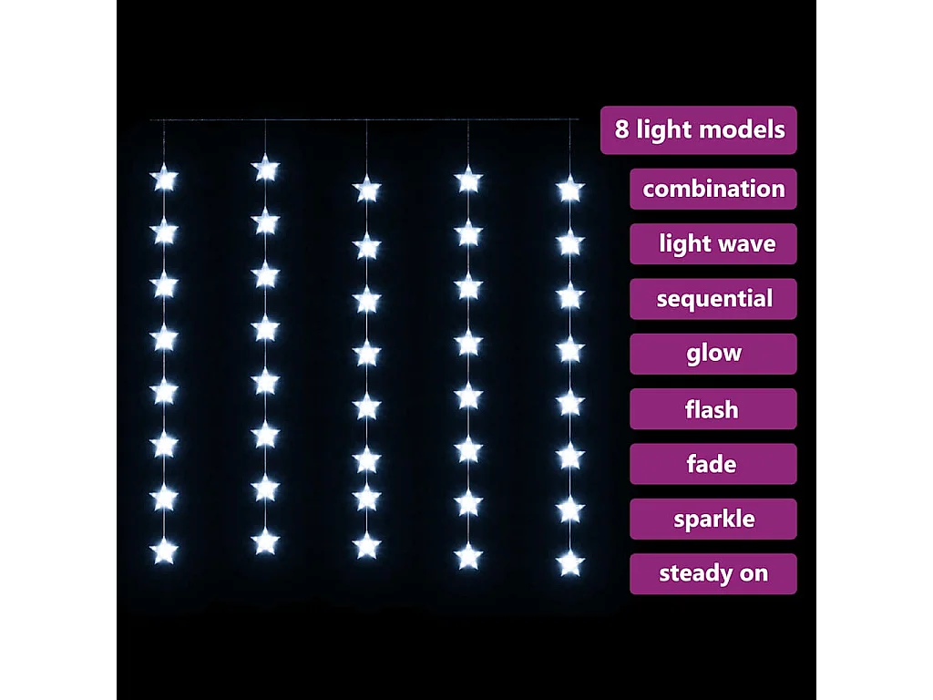 Luci Fatate a Stella a LED 200 LED Bianco Freddo 8 Funzioni