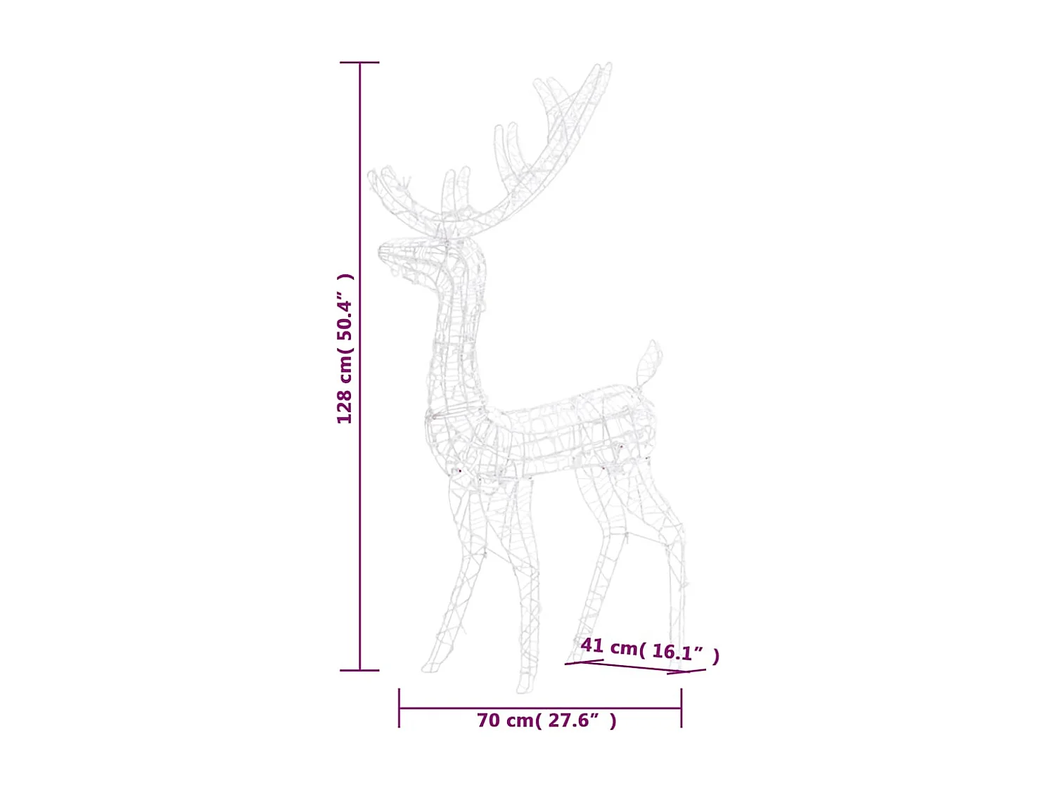 Renne de décoration de Noël Acrylique 140 LED blanc chaud 120 cm