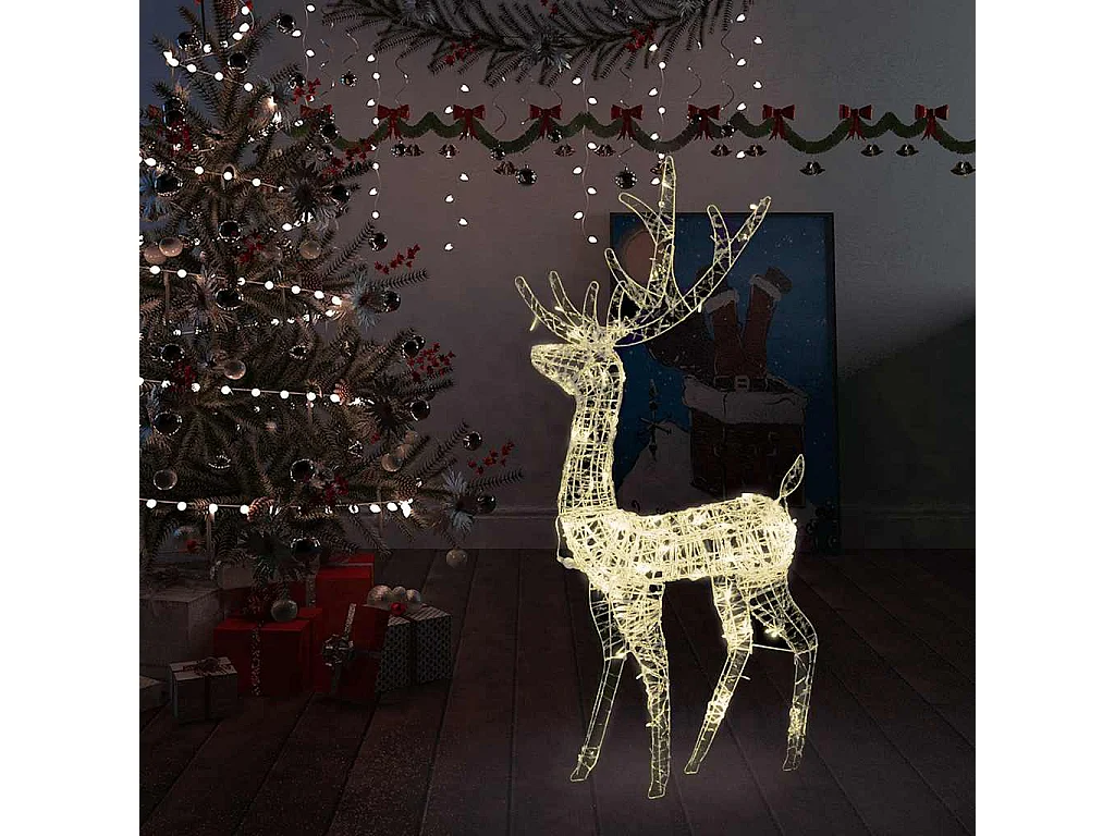 Kerstversiering rendier 140 LED's 120 cm acryl warmwit