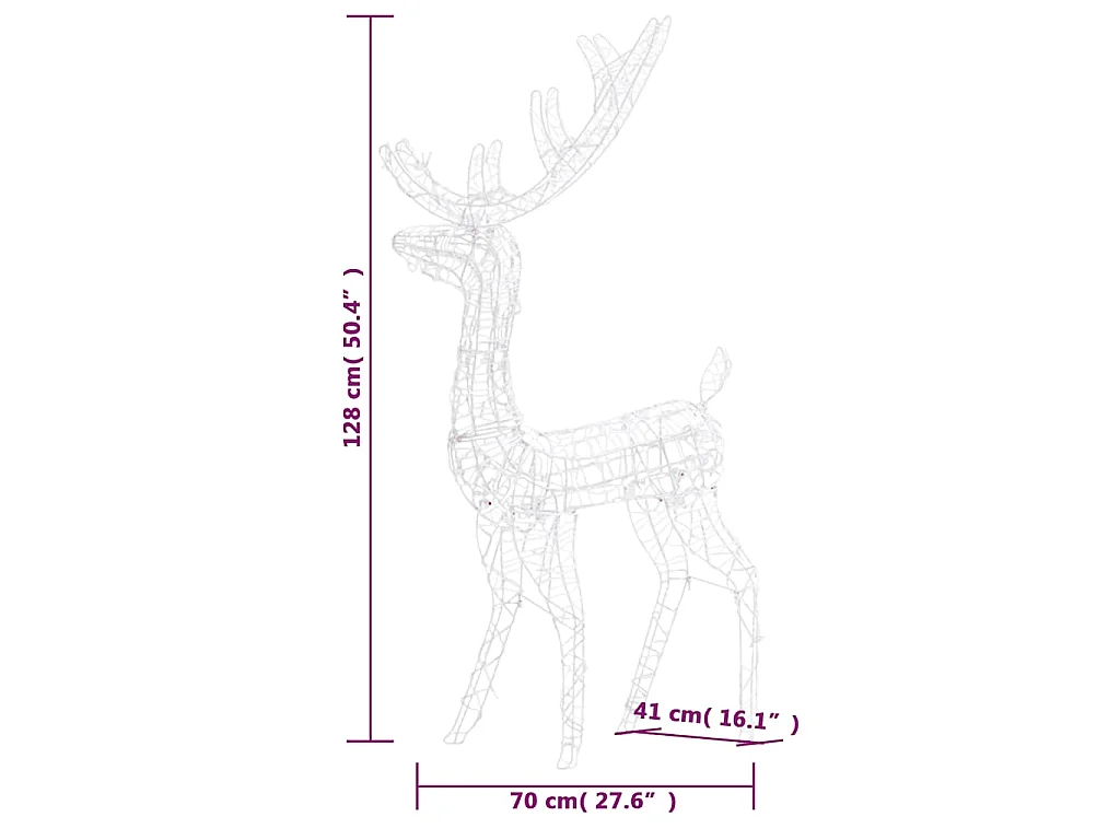 Kerstversiering rendier 140 LED's 120 cm acryl warmwit