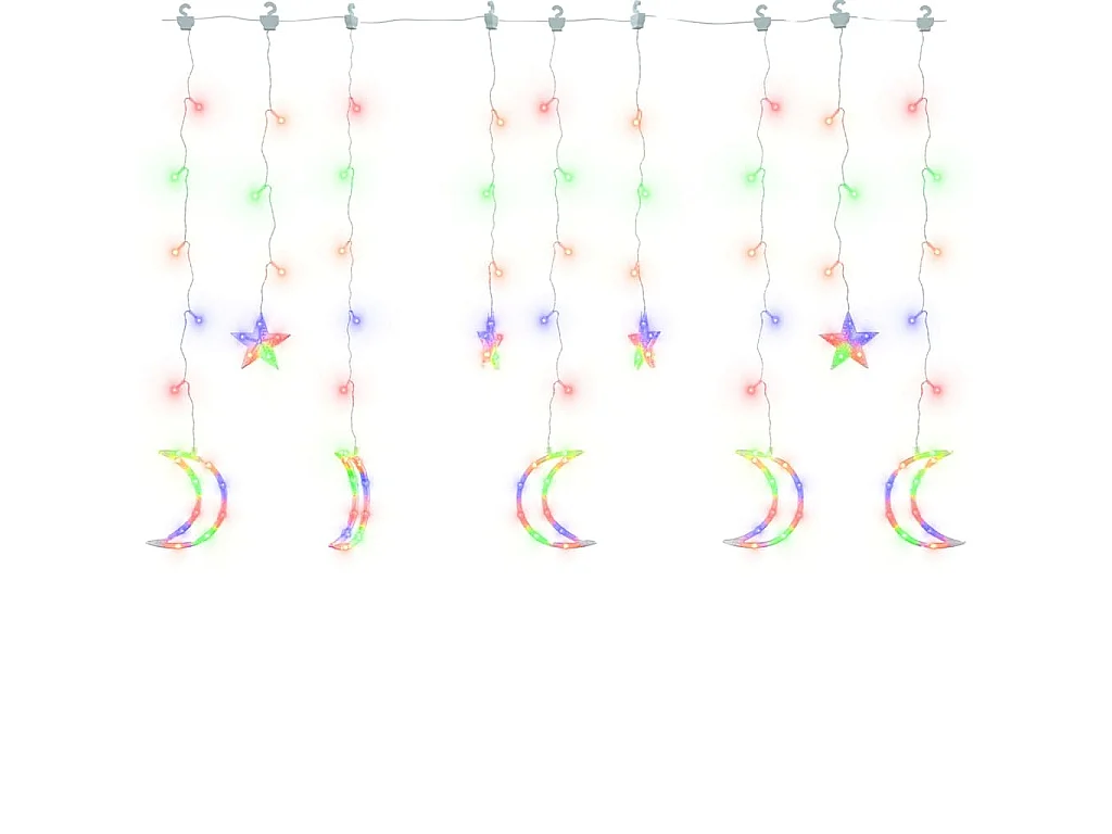 Guirlande lumineuse étoile et lune avec télécommande 138 LED