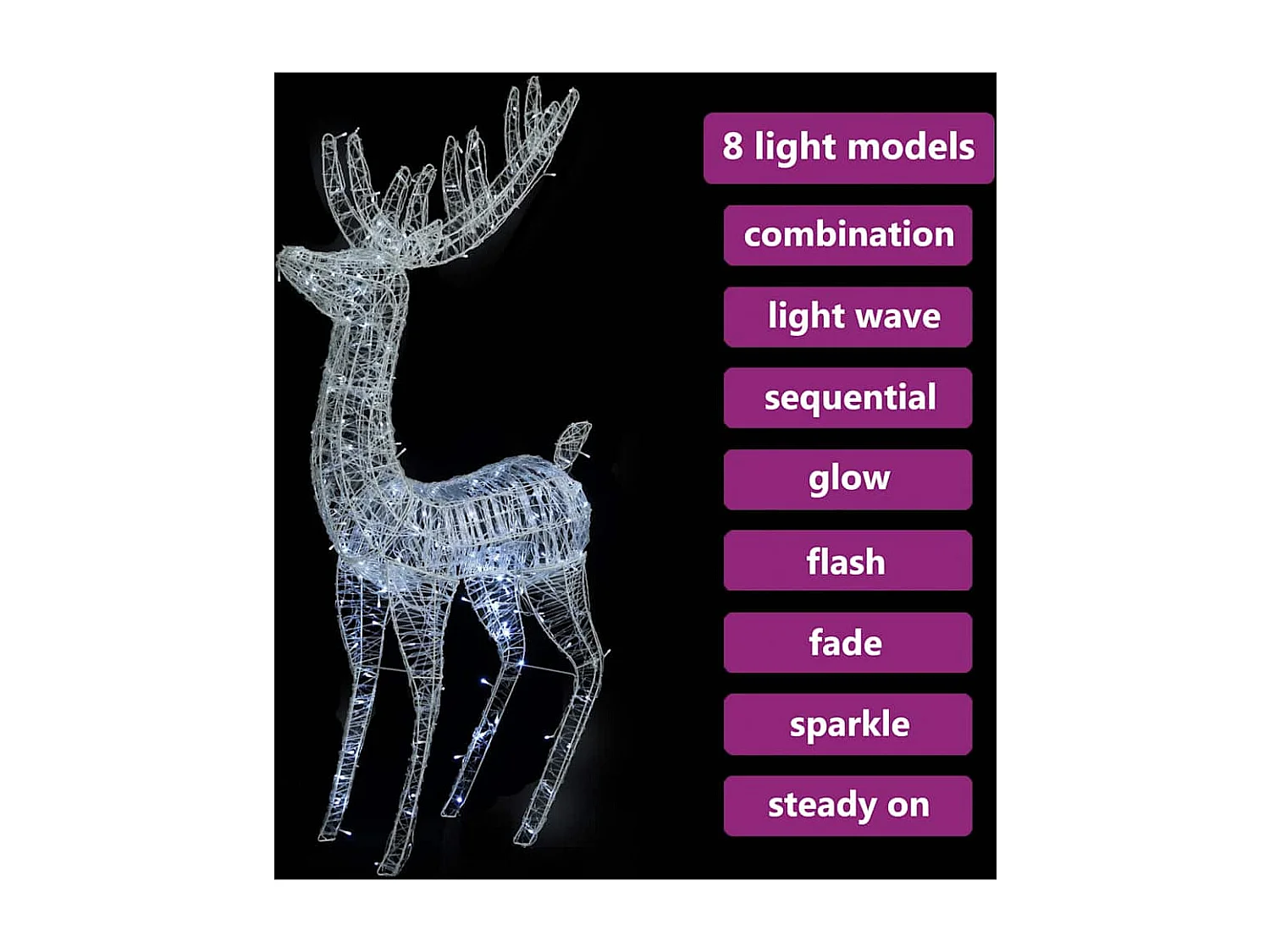 LED-Rentier XXL Acryl Weihnachtsdeko 250 LED 180 cm Kaltweiß